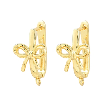 Brass Hoop Earring Findings, Bowknot, with Loop, Long-Lasting Plated, Lead Free & Cadmium Free, Golden, 23.5x13.5x13.5mm, Hole: 2mm, Pin: 1.1mm