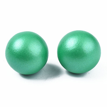 Painted Round Schima Wood Earrings for Girl Women, Stud Earrings with 316 Surgical Stainless Steel Pins, Medium Sea Green, 15mm, Pin: 0.7mm