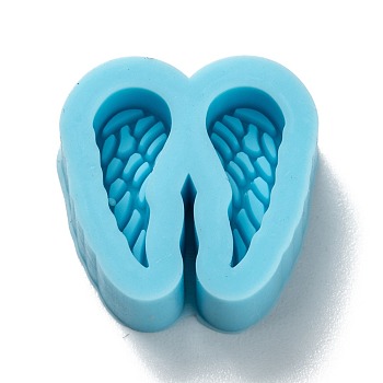 DIY Pendant Silicone Molds, for Earring Makings, Resin Casting Molds, For UV Resin, Epoxy Resin Jewelry Making, Wing, Deep Sky Blue, 16x15.5x6mm, Inner Diameter: 12x4mm
