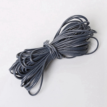 Waxed Polyester Cord, Round, Gray, 1mm, 15m/bundle