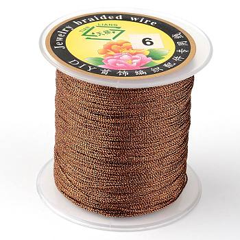 Round Metallic Thread, Embroidery Thread, 9-Ply, Coconut Brown, 0.8mm, about 65.61 yards(60m)/roll