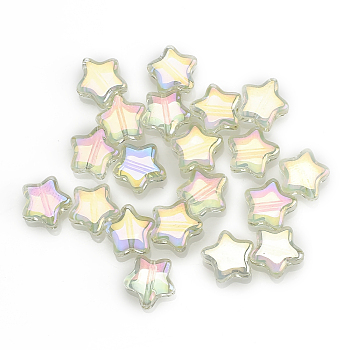 Electroplate Glass Beads, AB Color Plated, Star, Pale Goldenrod, 8x4mm, Hole: 1mm