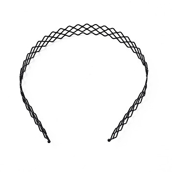 Hair Accessories Iron Hair Band Findings, Black, 18~20x130~135mm