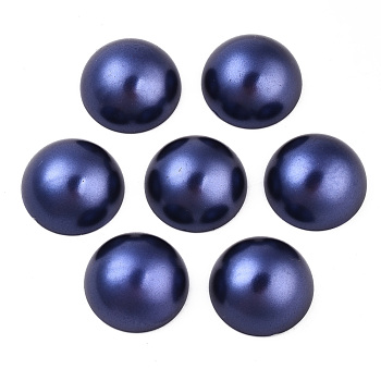 ABS Plastic Cabochons, Imitation Pearl, Half Round, Prussian Blue, 25x12.5mm, about 200pcs/bag