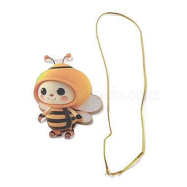 Cute Bees Acrylic Pendant Decoration(HJEW-G026-01E)-4