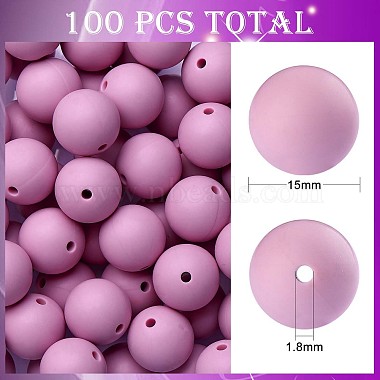 100Pcs Silicone Beads Round Rubber Bead 15MM Loose Spacer Beads for DIY  Supplies Jewelry Keychain Making, Plum, 15mm