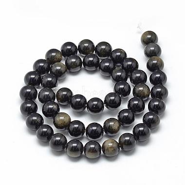 Chapelets de perles en obsidienne dorée naturelle(G-R446-4mm-22)-2