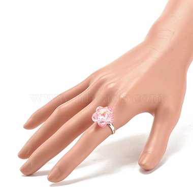 3D Resin Flower with Star Adjustable Ring(RJEW-JR00456)-3