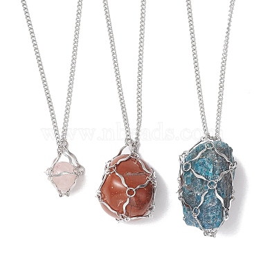 Non-Tarnish 3Pcs 3 Sizes Stainless Steel Macrame Pouch Empty Stone Holder for Necklace Makings(NJEW-JN04823)-2