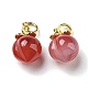 Natural Agate Peach Charms with Brass Jump Rings(G-R489-39G)-2