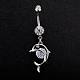 Piercing Jewelry Real Platinum Plated Brass Rhinestone Dolphin Navel Ring Belly Rings(AJEW-EE0001-63)-2