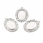 Tarnish Resistant 304 Stainless Steel Pendant Cabochon Settings, Oval, Stainless Steel Color, 28x20.5x1mm, Hole: 1.6mm, Tray: 18x13mm(STAS-I167-03P)