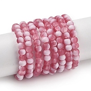 Frosted Crackle Glass Beads Strands, Rondelle, Pale Violet Red, 4.5x3.5mm, Hole: 0.8mm, about 222pcs/strand, 30.71''~31.10''(78~79cm)(GLAA-U001-4mm-M13)