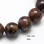 Natural Bronzite Beads Strands, Round, 8mm, Hole: 1mm, about 45~48pcs/strand, 15.2 inch(G-G212-8mm-42)
