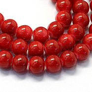 Baking Painted Glass Round Bead Strands, FireBrick, 8.5~9mm, Hole: 1.5mm, about 105pcs/strand, 31.8 inch(X-DGLA-Q020-8mm-32)