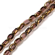 Electroplate Transparent Glass Beads Strands, Faceted Oval, Rosy Brown, 7x4.5x3.5mm, Hole: 1mm, about 50pcs/strand, 12.99''(33cm)(EGLA-Q127-A01-01D)