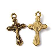 Tibetan Style Alloy Pendants, for Easter, Crucifix Cross, Antique Bronze, Cadmium Free & Nickel Free & Lead Free, 23.5x15x3mm, Hole: 1.5mm(X-MLF10635Y-NF)