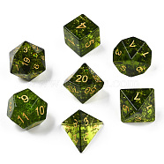 Metal Enlaced Glass Polyhedral Dice Set, RPG Game Crystal Stone Dice, 16.5~27x16.5~27x16.5~27mm, 7pcs/set(G-T122-75D)