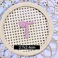 Computerized Embroidery Cloth Self Adhesive Patches, Stick on Patch, Costume Accessories, Letter, Pink, T:27x24mm(FIND-TAC0002-01T)