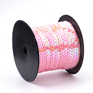 Plastic Paillette/Sequins Chain Rolls, AB Color, Hot Pink, 6mm(BS15Y)
