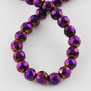 Non-magnetic Synthetic Hematite Beads Strands, Grade A, Faceted, Round, Purple Plated, 2x2mm, Hole: 1mm(G-Q890-2mm-5)