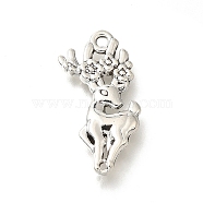 Tibetan Style Alloy Pendants, Cadmium Free & Lead Free, Deer & Flower, Antique Silver, 26.5x14.5x3mm, Hole: 1.5mm, about 242pcs/500g(FIND-G078-01AS)