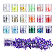 PET Luminous Shining Nail Art Glitter, Manicure Sequins, DIY Sparkly Paillette Tips Nail, Mixed Color, 1~3mm(MRMJ-WH0070-27)