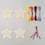 DIY Bookmark Cross-Stitch Beginner Kit, including Star Wood Board, Embroidery Thread, Needle, Cord, Mixed Color, 118x126x2mm(DIY-WH20007-01)