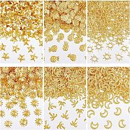 Brass Cabochons, Nail Art Decoration Accessories for Women, DIY Crystal Epoxy Resin Material Filling, Mixed Shapes, Golden, 1800pcs/box(MRMJ-OC0001-93G)
