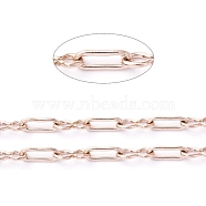 Ion Plating(IP) 304 Stainless Steel Link Chains, Paperclip Chains, Soldered, with Spool, Rose Gold, Square Link: 1.8x5x0.5mm, 8 Sharped Link: 2.1x4.6x0.5mm, about 65.61 Feet(20m)/roll(CHS-D032-04RG)