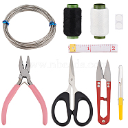 Sewing Tool Sets, Including Sewing Threads, Copper Wire, Flat Nose Pliers, Scissors, Double-sided Stickers, Seam Ripper, Tape Measure, Mixed Color(TOOL-GA0001-86)