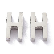 304 Stainless Steel Charms, Alphabet, Stainless Steel Color, Letter.H, 8x5x3mm, Hole: 1.8mm(STAS-K216-41H-P)