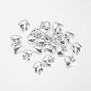 Alloy Pendants, Cadmium Free & Lead Free, Heart, Antique Silver, 13x11x3mm, Hole: 1.5mm(PALLOY-20573-AS-RS)