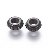 304 Stainless Steel Spacer Beads, Ring, Gunmetal, 6.5x3mm, Hole: 3mm(X-STAS-G204-35B)
