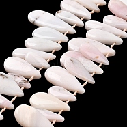 Natural Pink Opal Beads Strands, Top Drilled, Teardrop Charms, 18~41.5x7.5~16.5x5~7.5mm, Hole: 0.8mm, about 29pcs/strand, 14.57''~14.96''(37~38cm)(G-M408-A03)