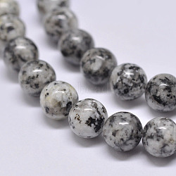 Natural Sesame Jasper/Kiwi Jasper Beads Strands, Round, Gray, 8mm, Hole: 1mm, about 47pcs/strand, 15.5 inch(X-G-F351-8mm)