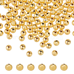 200Pcs Brass Textured Beads, Cadmium Free & Lead Free, Round, Golden, 6mm, Hole: 1mm(KK-DC0004-05)