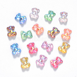 Resin Cabochons, Nail Art Decoration Accessories, AB Color Plated, Bear, 9x8x4.5mm(MRMJ-R063-08A-01)