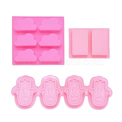 Silicone Fondant Molds Sets, Food Grade Silicone Molds, For DIY Cake Decoration, Candle, Chocolate, Candy, Soap, Mixed Shape, Mixed Color, 3pcs/set(DIY-GA0001-57)