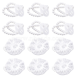GORGECRAFT 12Pcs 2 Styles Plastic Imitation Pearl Stretch Bracelets, with Lace Edges, for Bridesmaid, Bridal, Party Jewelry, Creamy White, 6pcs/style(BJEW-GF0001-02)