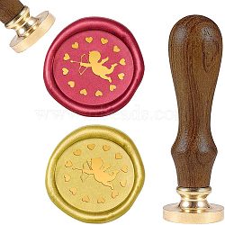 DIY Wood Wax Seal Stamp, Angel & Fairy Pattern, 83x22mm, Head: 7.5mm, Stamps: 25x14.5mm(AJEW-WH0131-201)