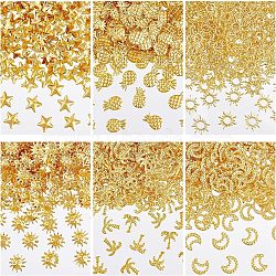 Brass Cabochons, Nail Art Decoration Accessories for Women, DIY Crystal Epoxy Resin Material Filling, Mixed Shapes, Golden, 1800pcs/box(MRMJ-OC0001-93G)