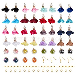 254piece DIY Earrings Making Kits, include Glass Globe Pendants, Nylon Pendants, Brass Earring Hooks, Iron Ends with Twist Chains, 304 Stainless Steel Jump Rings(DIY-SZ0001-70)