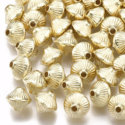 CCB Plastic Beads, Corrugated Bicone, Light Gold, 7x6mm, Hole: 1.5mm(X-CCB-T006-008KC)