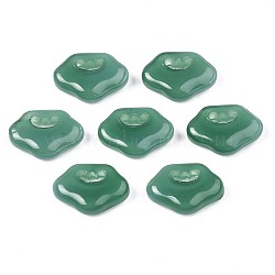 Imitation Jade Glass Pendants, Lock, Sea Green, 11x15.5x4.5mm, Hole: 1.6x5mm(GLAA-S054-33-A02)