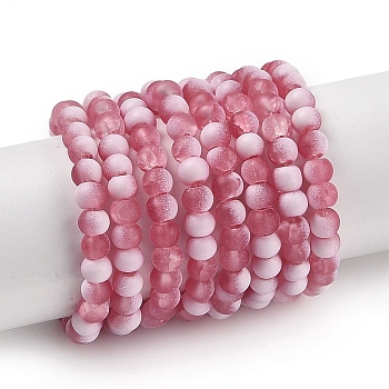 Frosted Crackle Glass Beads Strands, Rondelle, Pale Violet Red, 4.5x3.5mm, Hole: 0.8mm, about 222pcs/strand, 30.71''~31.10''(78~79cm)