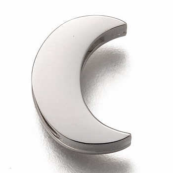 304 Stainless Steel Slide Charms, Moon, Stainless Steel Color, 11x8.5x3.5mm, Hole: 7.5x1.5mm