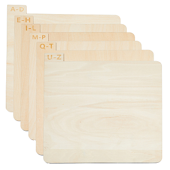 Wood Divination Boards, Letter A~Z, Square, Blanched Almond, 30x32.5x0.3cm, 6pcs/set