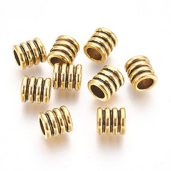 Tibetan Style Alloy Beads, Grooved Beads, Column, Antique Golden,  Lead Free & Cadmium Free, 9.5x9mm, Hole: 6mm