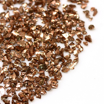 Piezo Glass Beads, No Hole Beads, Chip, Saddle Brown, 0.6~1x0.6~1mm, about 440~450g/bag